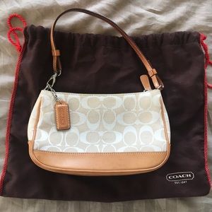 Coach Signature Leather Jacquard Demi White Purse
